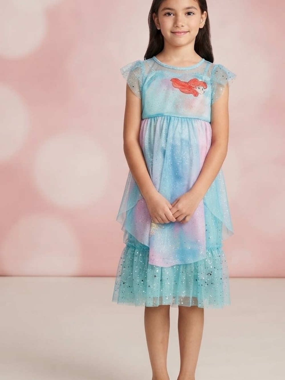 Disney Princess Ariel Fantasy Gown Flame Resistant Sleepwear 4T Blue/Purple NWT